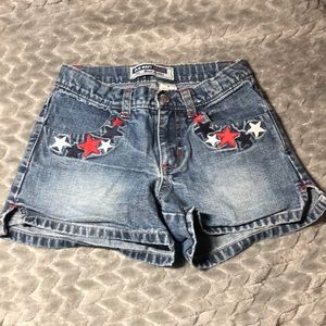 starred blue jean shorts